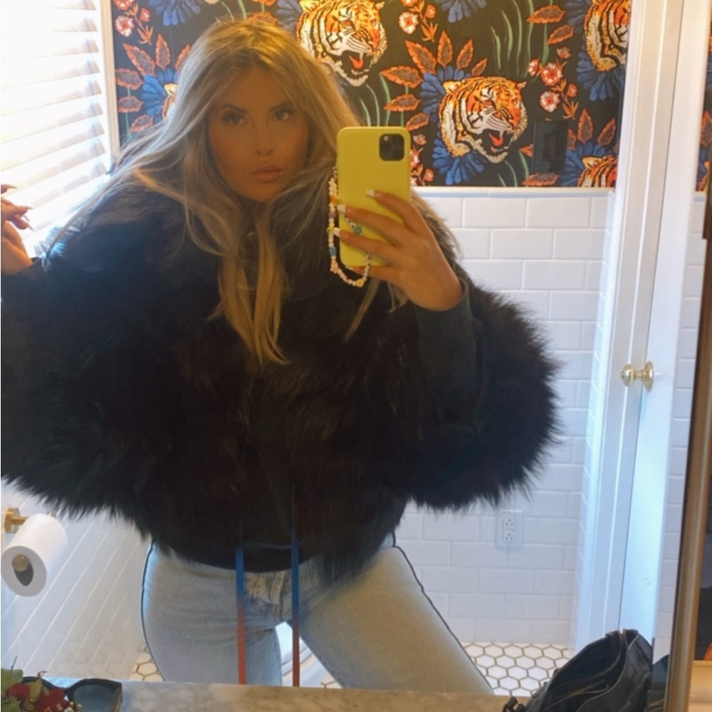 Never worn fluffy GENUINE grey fox fur coat NWT